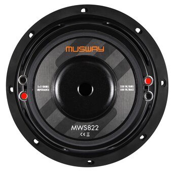 MusWay MWS822 flat subwoofer 8 inch 250 watts RMS DVC 2 ohms