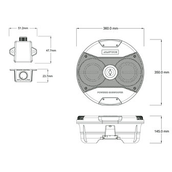 Ampire ACTIVE6-RD actieve reservewiel subwoofer 2 x 6.5 inch 150 watts RMS