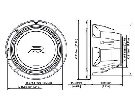 Alpine R2-W12D4 subwoofer 12 inch 750 watts RMS DVC  4 ohms