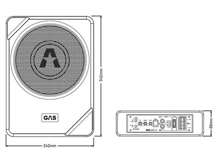 GAS AUDIO MAX ASB1-8 actieve &quot;underseat&quot; subwoofer 8 inch 130 watts RMS