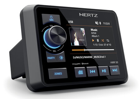 Hertz HMR50 marine media receiver met 3-zones