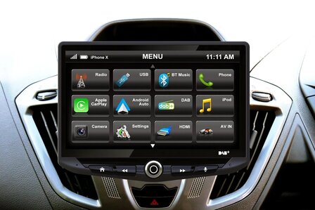 Stinger HEIGH10-UN1810E-FD1 custom fit apple carplay &amp; android auto voor  Ford Transit Custom 2012-2016