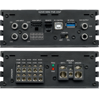 Ground Zero GZHA Mini Five-DSP versterker 5 kanaals 1000 watts RMS met ingebouwde DSP