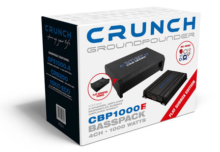 Crunch CBP1000F basspack met 4 kanaals versterker + kabelset + baskist