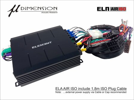 U-Dimension ELA-AIR-ISO versterker 4 kanaals 500 watts RMS met 1.8 Meter ISO stekker