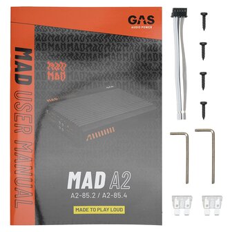 GAS AUDIO MAD A2-85.2 versterker 2 kanaals 250 watts RMS