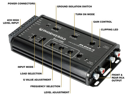 Phoenix Gold ZLOC4.4 high end Hi-Lo converter met Bass Cube