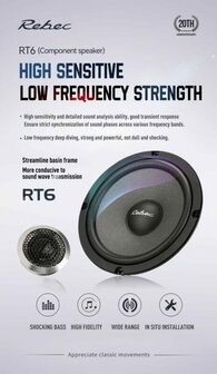 Rebec Audio RT6 luidspreker set 16,5 cm 2-weg compo 55 watts RMS 3 ohms