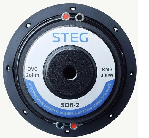 STEG SQ8-2 slim line 8 inch subwoofer 300 watts RMS DVC 2 ohms