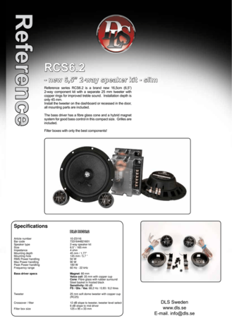 DLS RCS6.2i Reference luidspreker set 16,5 cm 2-weg compo 50 watts RMS