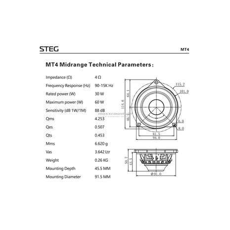 STEG MT4 TESLA MODEL3 high end middentoon luidspreker set 30 watts RMS