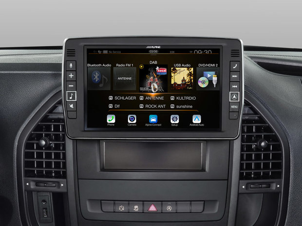 Alpine X903D-V447 9 inch DAB+ navigatie radio met Apple CarPlay & Android Auto voor Mercedes Vito