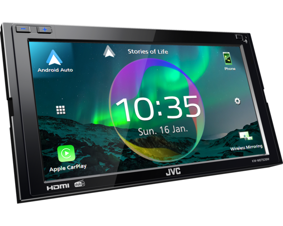 JVC KW-M875DBW DAB+ autoradio met bluetooth wireless Apple Carplay & Android Auto