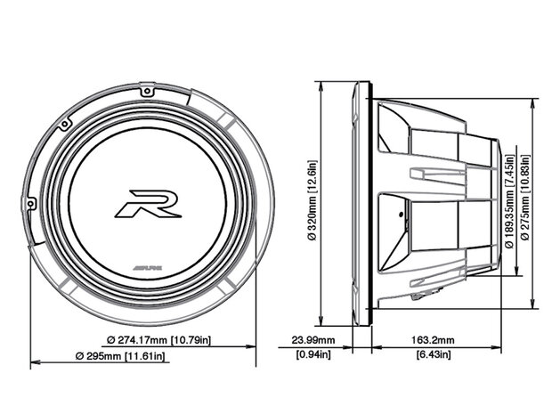 Alpine R2-W12D4 subwoofer 12 inch 750 watts RMS DVC  4 ohms