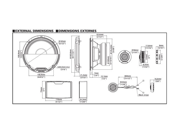 Alpine R2-S652 Hi-Res Audio luidspreker set 16,5cm 2-weg compo 100 watts RMS 4 ohms