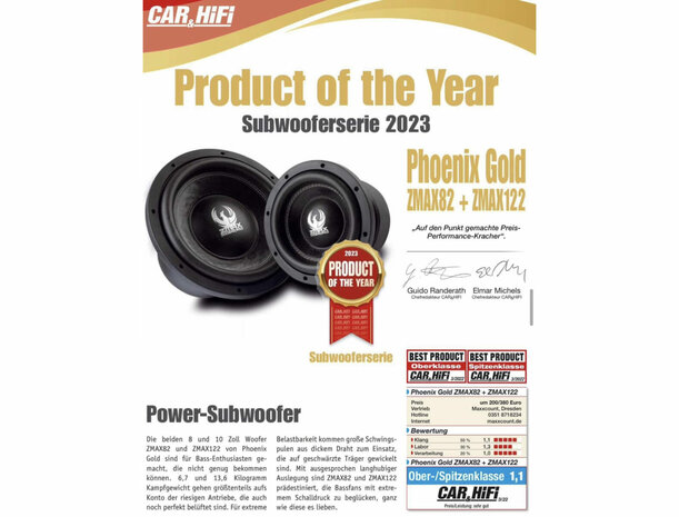 Phoenix Gold ZMAX122 subwoofer 12 inch 1500 watts RMS DVC 2 ohms