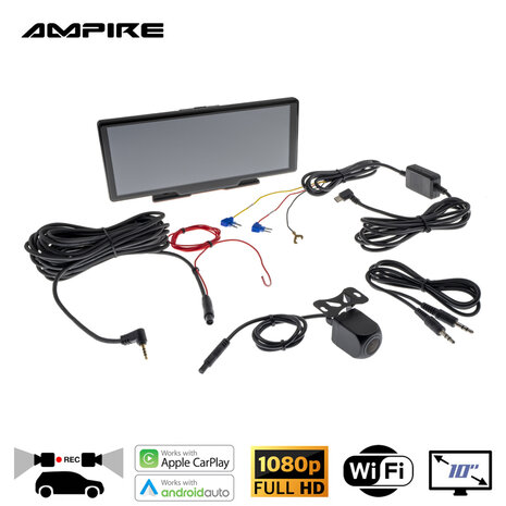 Ampire CPM100 IPS monitor 10 inch Apple Carplay & Android Auto met dashcam