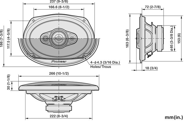 Pioneer TS-A6991F luidspreker set 6 x 9 inch 4-weg 100 watts RMS 4 ohms