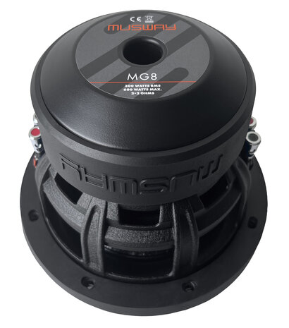 MusWay MG8 high end subwoofer met grille 8 inch 300 watts RMS DVC 2 ohms