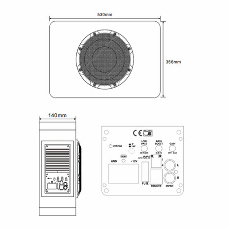 Blam Relax CR25S actieve "downfire" subwoofer 10 inch 300 watts RMS