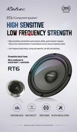 Rebec Audio RT6 luidspreker set 16,5 cm 2-weg compo 55 watts RMS 3 ohms