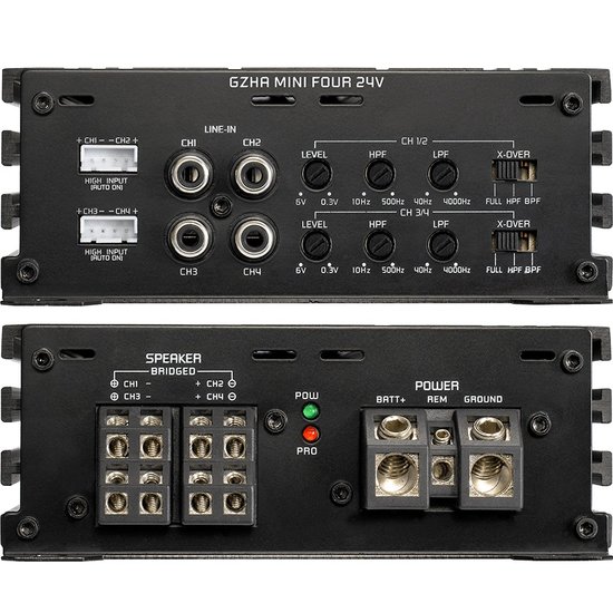 Ground Zero GZHA Mini Four 24V versterker 4 kanaals 520 watts RMS