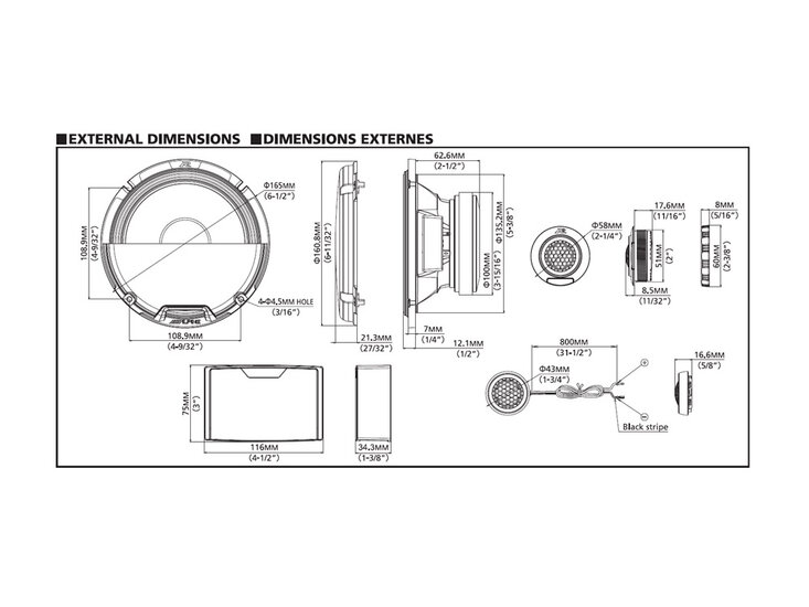 Alpine R2-S652 Hi-Res Audio luidspreker set 16,5cm 2-weg compo 100 watts RMS 4 ohms