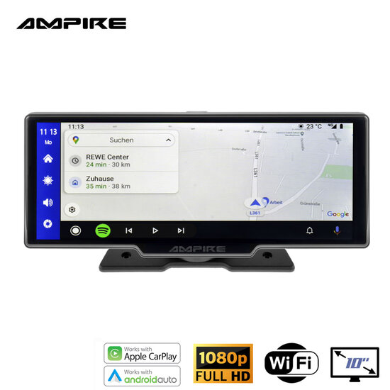 Ampire CPM100 IPS monitor 10 inch Apple Carplay & Android Auto met dashcam