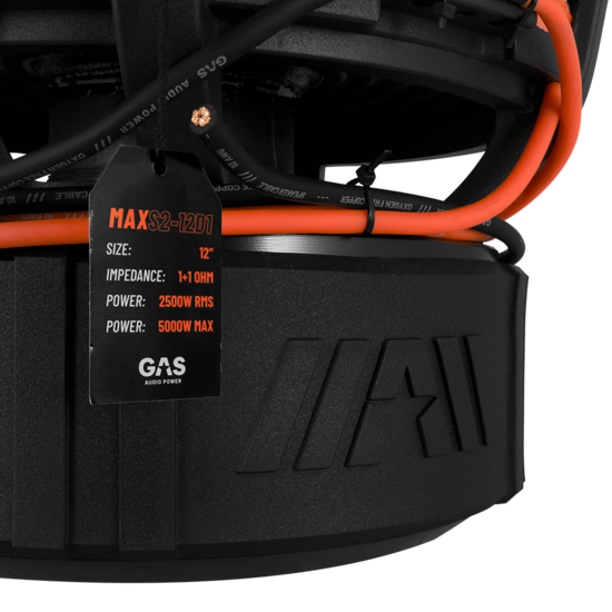 GAS AUDIO MAX S2-12D1 extreme high power subwoofer 12 inch 2500 watts RMS DVC 1 ohms