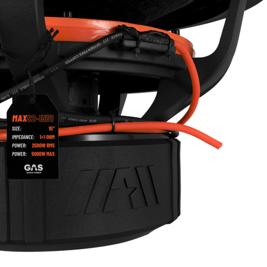 GAS AUDIO MAX S2-15D1 extreme high power subwoofer 15 inch 2500 watts RMS DVC 1 ohms