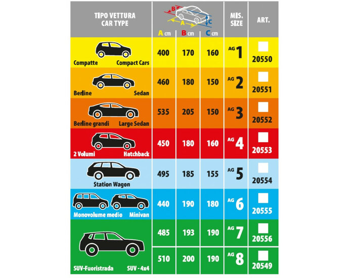 Hagel beschermhoes Auto XL afmeting 190 x  193 x 485 cm