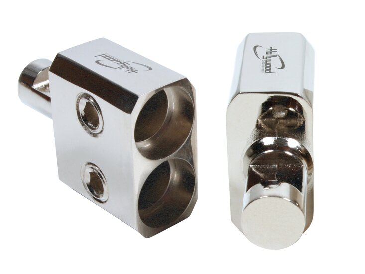 Hollywood HE-11402 versterker aansluitblok 2 x 53mm2 naar 1x 53mm2 