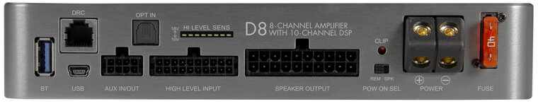 MusWay D8v4 versterker 8 kanaals met 10 kanaals DSP 800 watts RMS