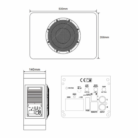 Blam Relax CR25S actieve &quot;downfire&quot; subwoofer 10 inch 300 watts RMS