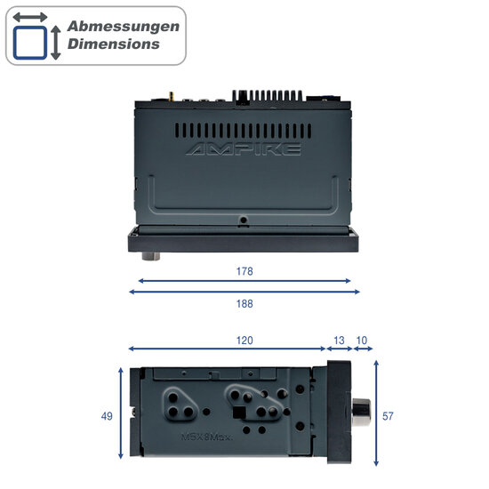 AMPIRE: CPR60 1-Din DAB+ autoradio met draadloos Apple Carplay &amp; Android Auto