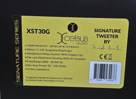 Xcelsus Signature XST30G high end 30mm SQ tweeter set 100 watts RMS