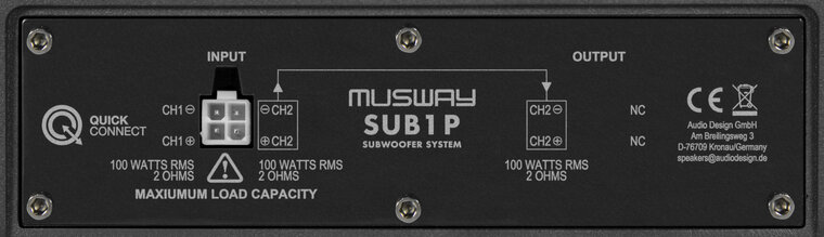 MusWay SUB1P passieve 6 x 8 inch "underseat" woofer 100 watts RMS 2 ohms