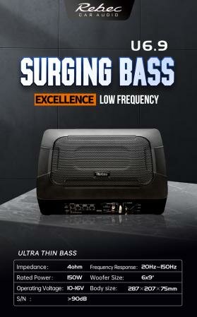 Rebec Audio U6.9 actieve 6 x 9 inch underseat subwoofer 150 watts RMS