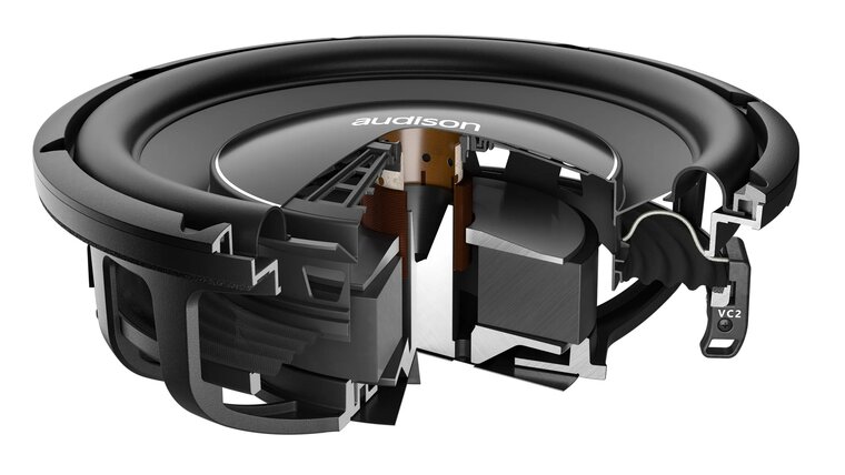 Audison Voce AV12D2-II shallow subwoofer 12 inch 550 watts RMS DVC 2 ohms