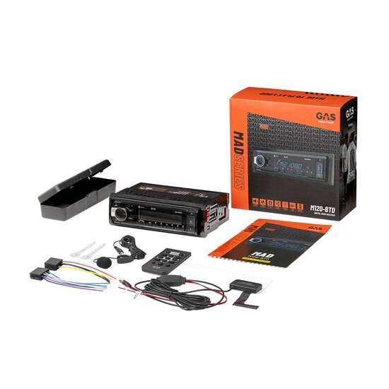 GAS AUDIO MAD M120-BTD DAB+ autroradio met multi-color usb en bluetooth