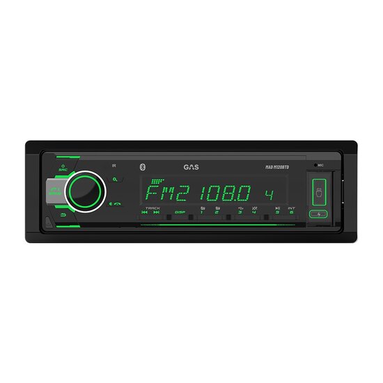GAS AUDIO MAD M120-BTD DAB+ autroradio met multi-color usb en bluetooth