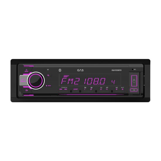 GAS AUDIO MAD M120-BTD DAB+ autroradio met multi-color usb en bluetooth