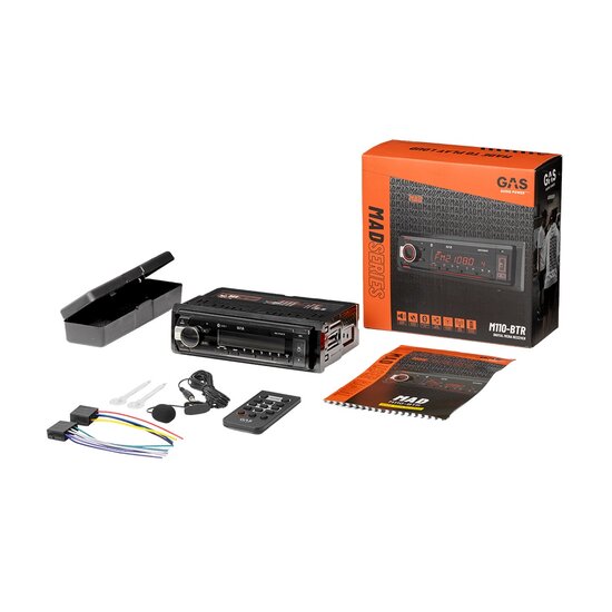GAS AUDIO MAD M110-BTR autroradio met multi-color usb en bluetooth