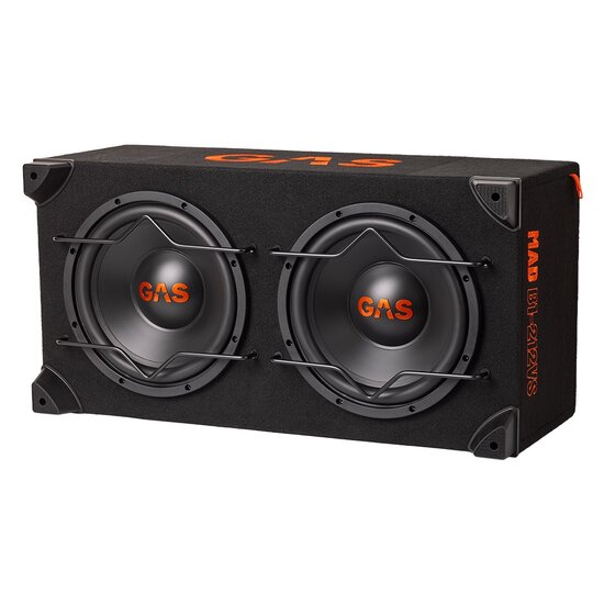 GAS AUDIO MAD B1-212VS gesloten/bassreflex subwoofer kist 2 x 12 inch 600 watts RMS DVC 2 ohms