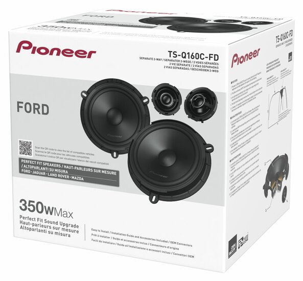 Pioneer TS-Q160C-FD (OEM FIT) custom fit 16,5 cm 2-weg compo luidspreker set 50 watts RMS 4 ohms Fiat Ford &amp; Mazda