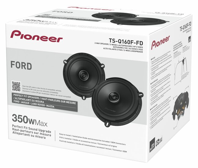 Pioneer TS-Q160F-FD custom fit 16,5 cm luidspreker set 50 watts RMS 4 ohms voor Ford-Jaguar-Land Rover &amp; Mazda