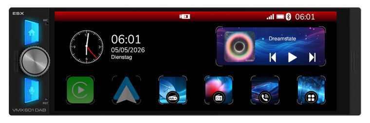 ESX Vision VMX601DAB Autoradio 1Din met Android Auto &amp; Apple CarPlay usb en bluetooth 