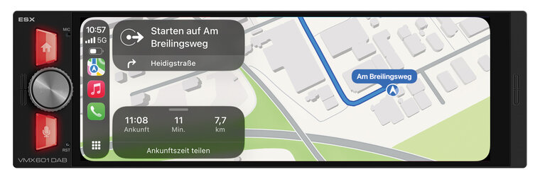 ESX Vision VMX601DAB Autoradio 1Din met Android Auto &amp; Apple CarPlay usb en bluetooth 