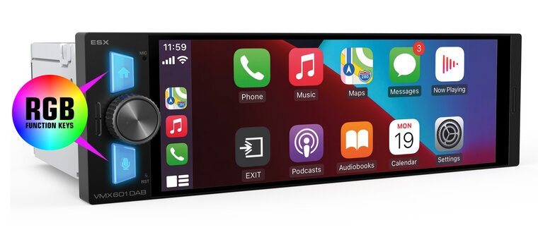 ESX Vision VMX601DAB Autoradio 1Din met Android Auto &amp; Apple CarPlay usb en bluetooth 