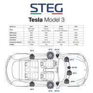 STEG MT4C TESLA MODEL3 high end 10cm 2-weg compo set voor de voor & achterdeuren